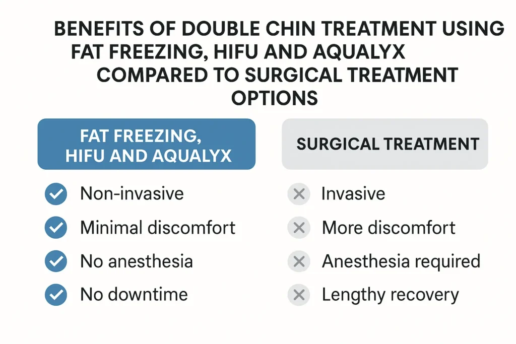 Graphic about the benefits of double chin treatment Newark-on-Trent - from LA LIPO