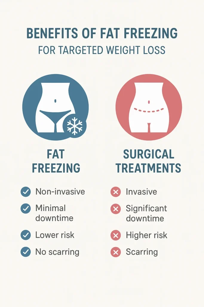 graphic showing the benefits of fat freezing Newark-on-Trent