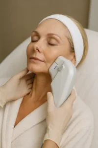 Woman receiving HIFU non surgical facelift treatment Newark-on-Trent