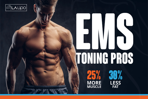 Graphic of man with toned body showing the benefits of LA-EMS Body Sculpting Newark-on-Trent treatment