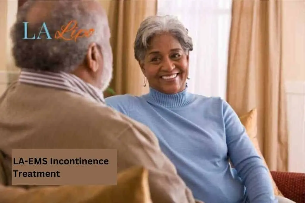 Couple sat smiling at each other - LA-EMS treatment Newark-on-Trent