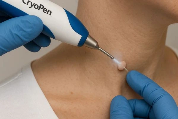 Person receiving Cryotherapy skin tag removal Newark-on-Trent