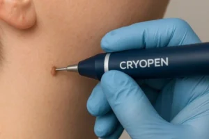 Person receiving skin tag removal Newark-on-Trent